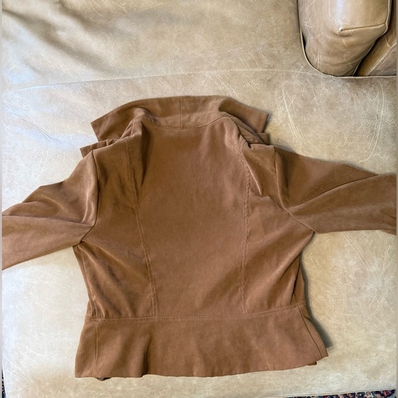 Vintage Karin Stevens Faux Suede Fitted Suit Jacket Brown Size 14 - Picture 8 of 8
